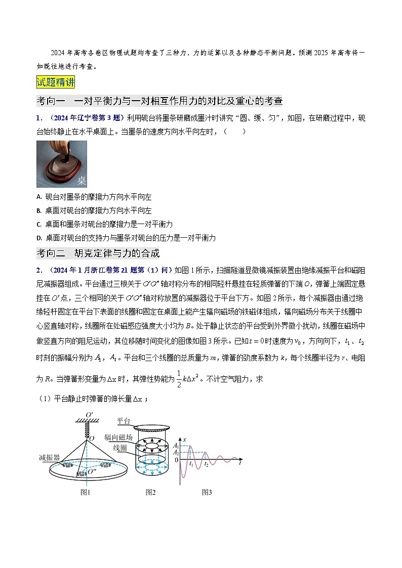 专题02 三种力及静态平衡-（原卷版）第2页