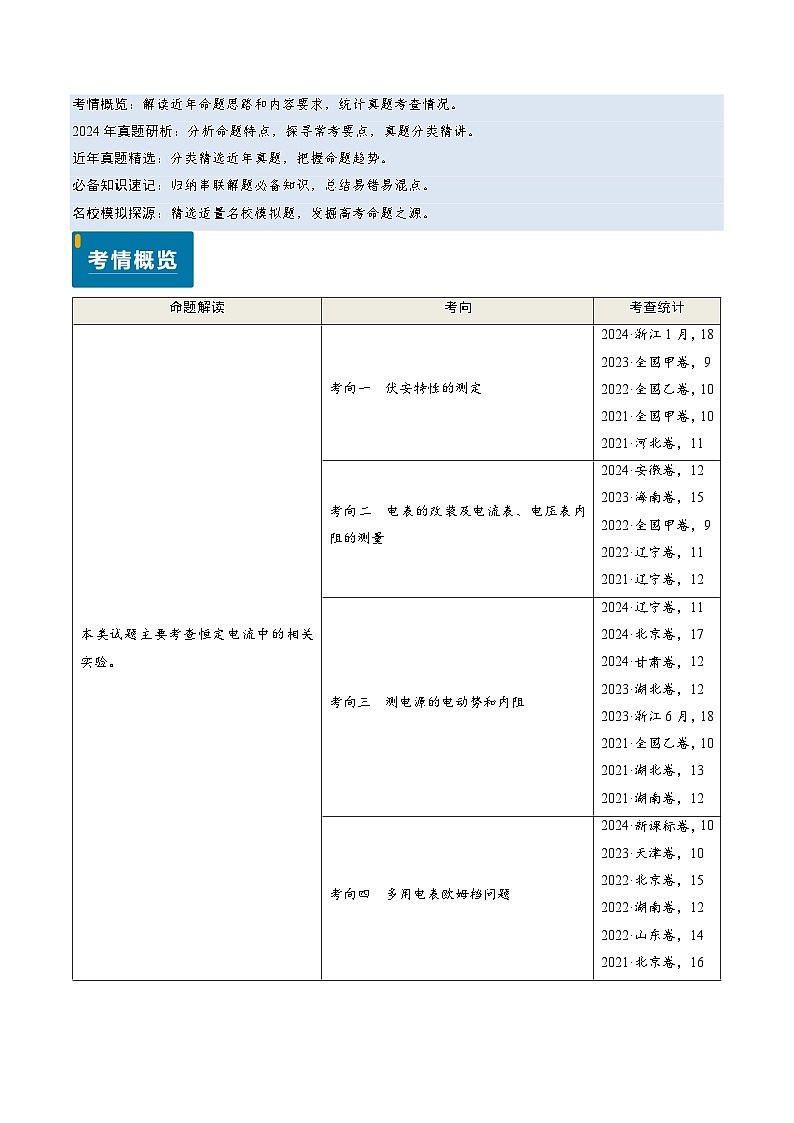 专题17 恒定电流相关的电学实验（原卷版）第1页