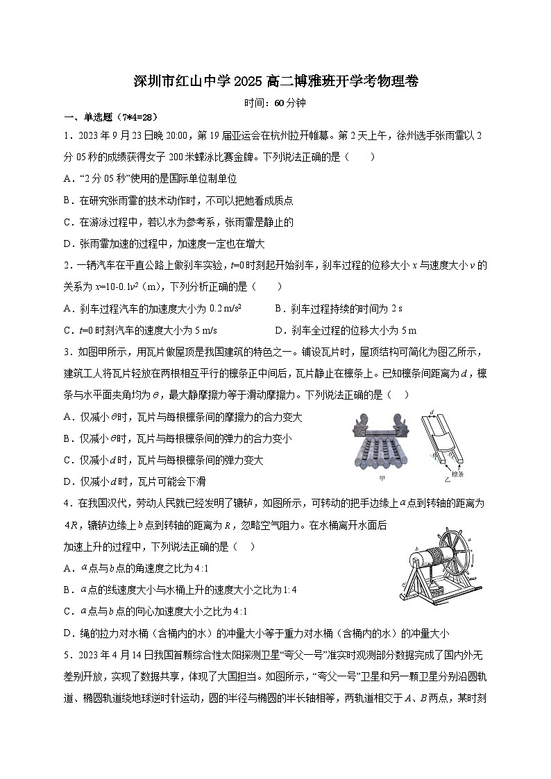广东省深圳市红山中学2024-2025学年高二下学期开学考物理试卷（博雅班）第1页