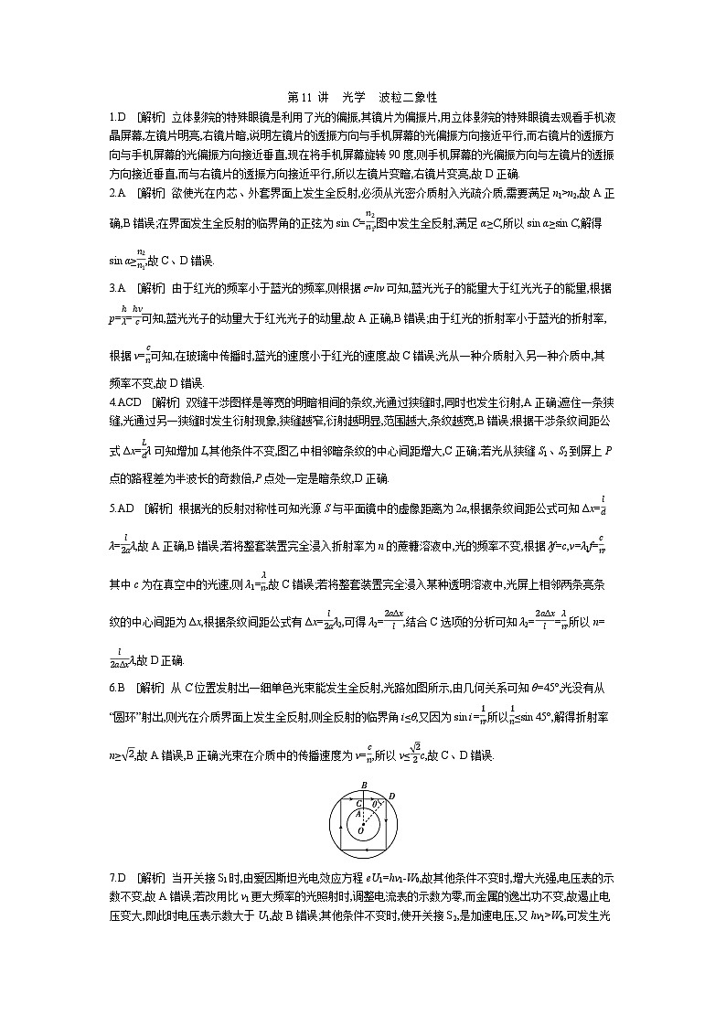 18 第11讲　光学　波粒二象性 【答案】作业第1页