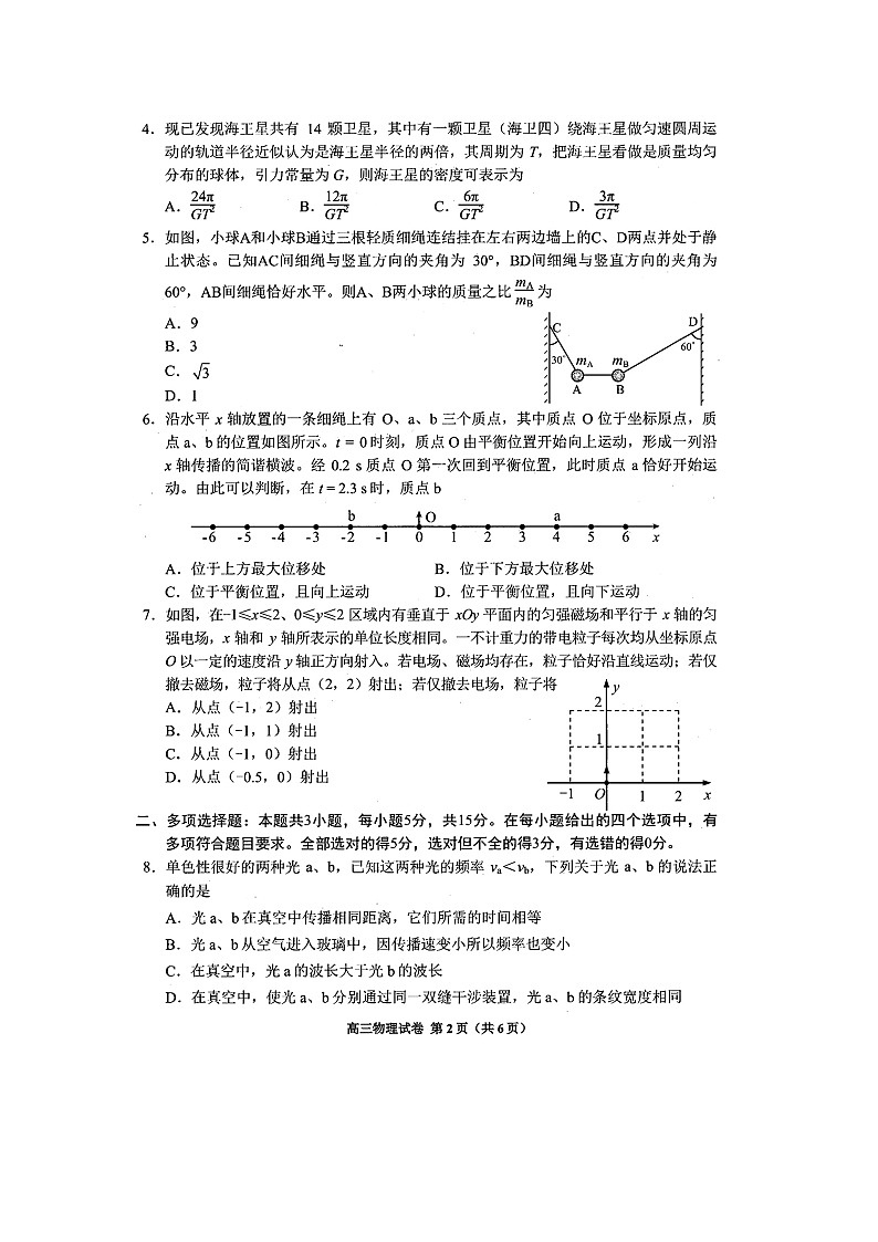 贵州省贵阳市2024-2025学年高三(下)适应性考试（一）物理试卷第2页