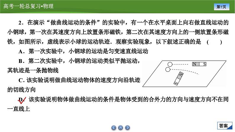 新高考物理一轮复习知识梳理+巩固练习课件第四章　第一讲曲线运动　运动的合成与分解（35）第7页