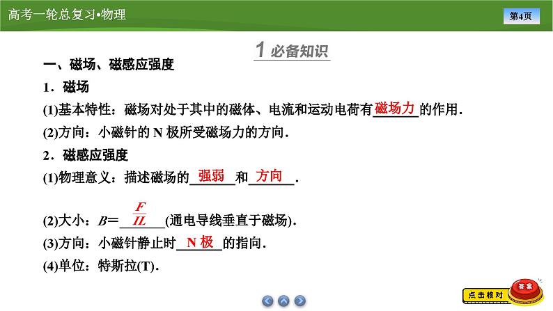 新高考物理一轮复习知识梳理+巩固练习课件第九章　第一讲磁场及其对电流的作用（40）第4页