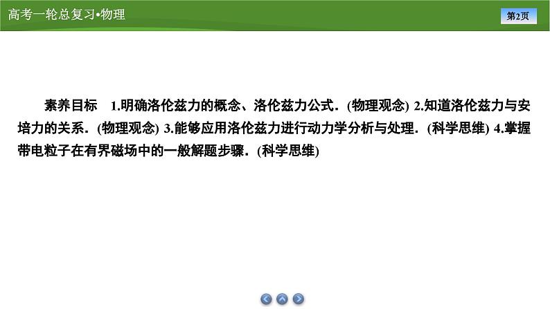 新高考物理一轮复习知识梳理+巩固练习课件第九章　第二讲磁场对运动电荷的作用（58）第2页