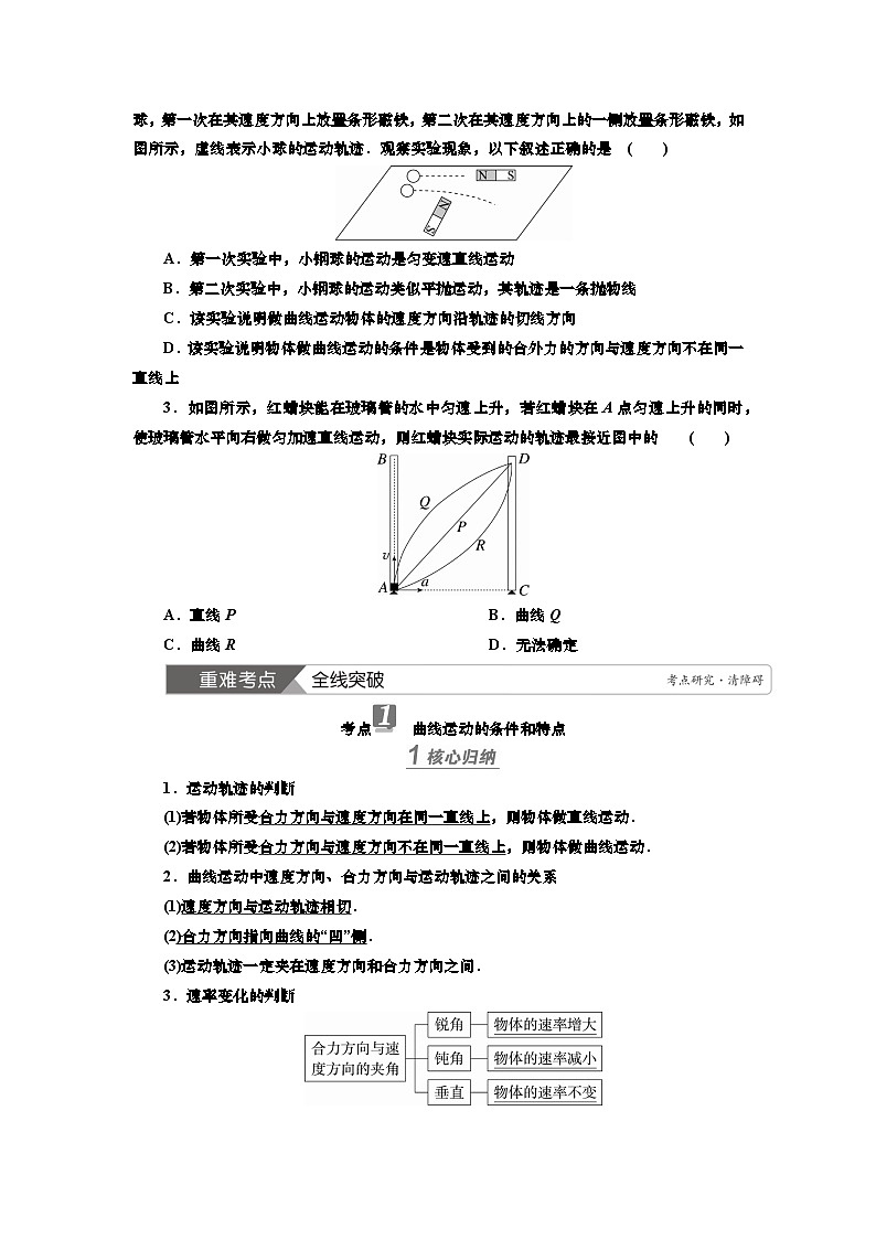 新高考物理一轮复习知识梳理+巩固练习讲义第四章第一讲　曲线运动　运动的合成与分解（含答案解析）第2页