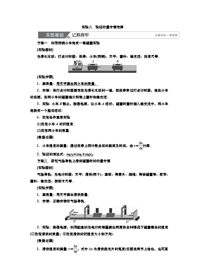 新高考物理一轮复习知识梳理+巩固练习讲义第六章实验八　验证动量守恒定律（含答案解析）第1页