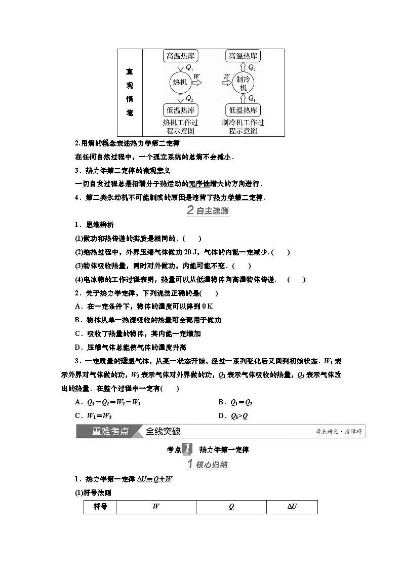 新高考物理一轮复习知识梳理+巩固练习讲义第十四章第三讲　热力学定律与能量守恒定律（含答案解析）第2页
