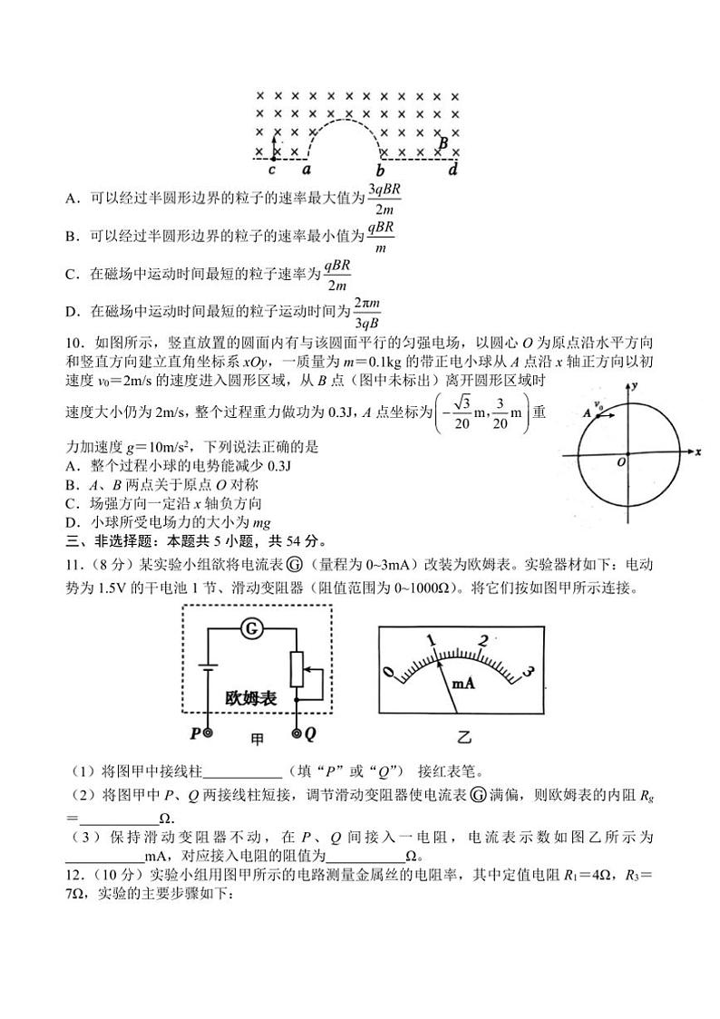 2024～2025学年河南省漯河市高二上期末质量监测物理试卷(含答案)第3页