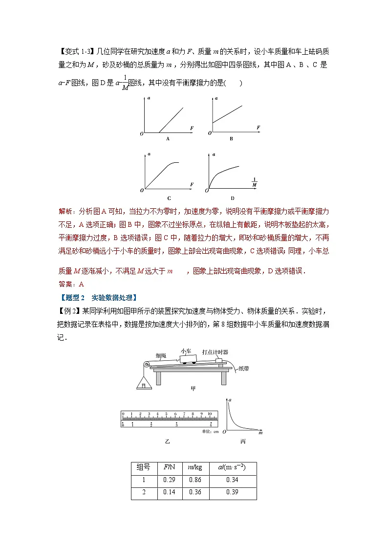 人教版高中物理（必修一）同步题型训练专题4.8 实验：探究加速度与力、质量的关系（解析版）第3页