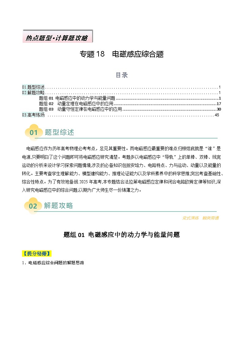 专题18  电磁感应综合题（解析版）第1页