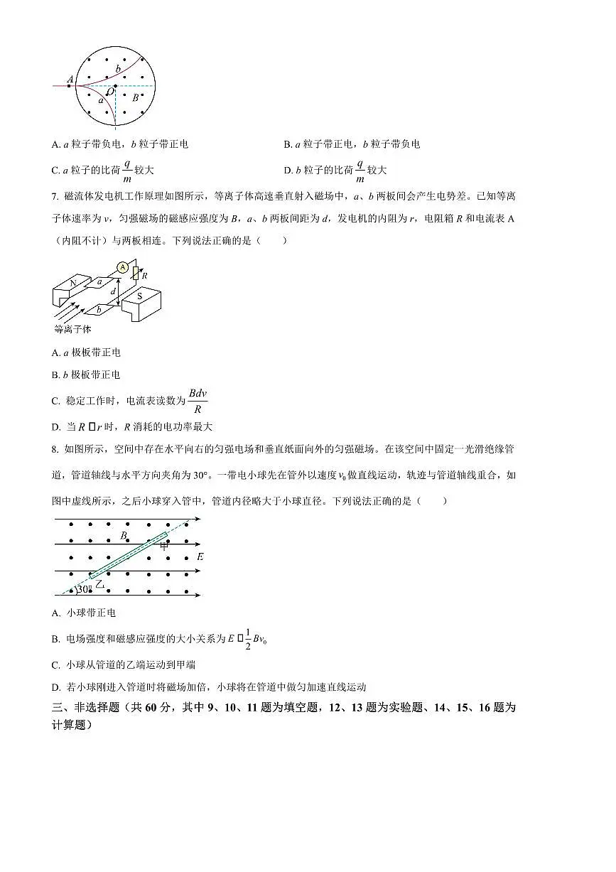 2024～2025学年福建省福州市高二上期末月考物理试卷(含答案)第3页