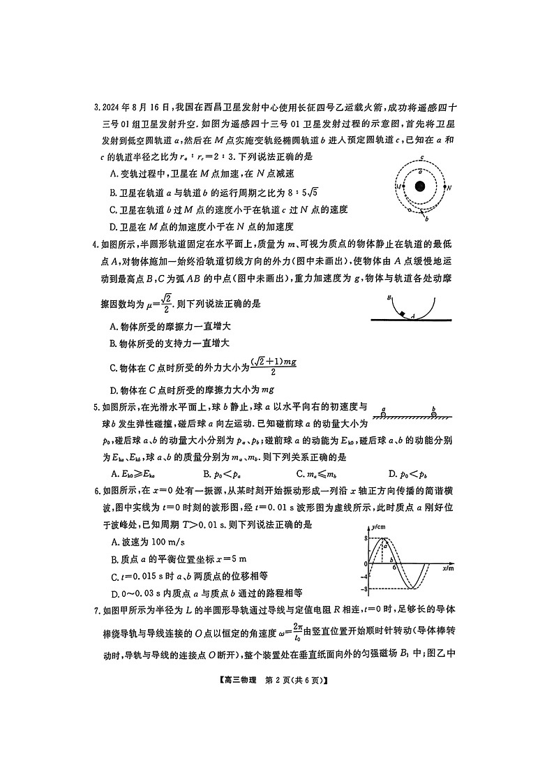 2024-2025学年下学期河南金科大联考高三2月质检物理试题含答案第2页