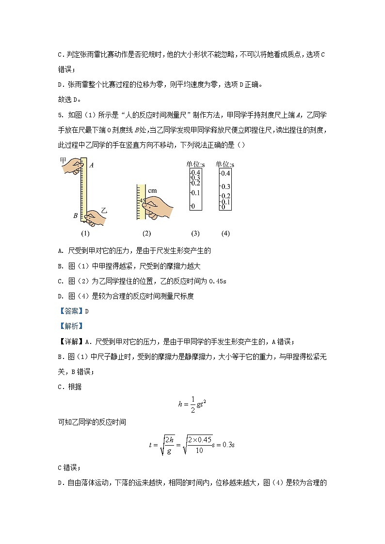浙江省金华市十校2023_2024学年高一物理上学期1月期末考试试题含解析第3页