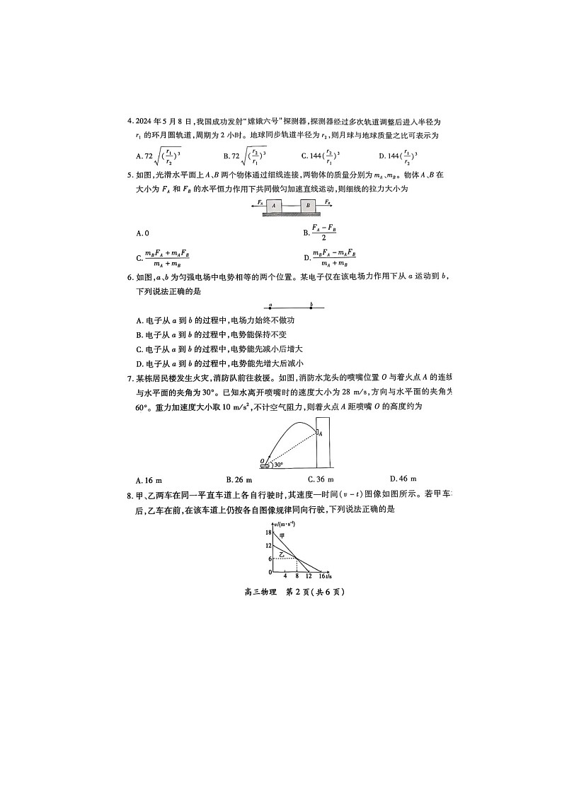 2024-2025学年下学期江西省上进联考高三2月统一调研测试物理试卷含答案第2页
