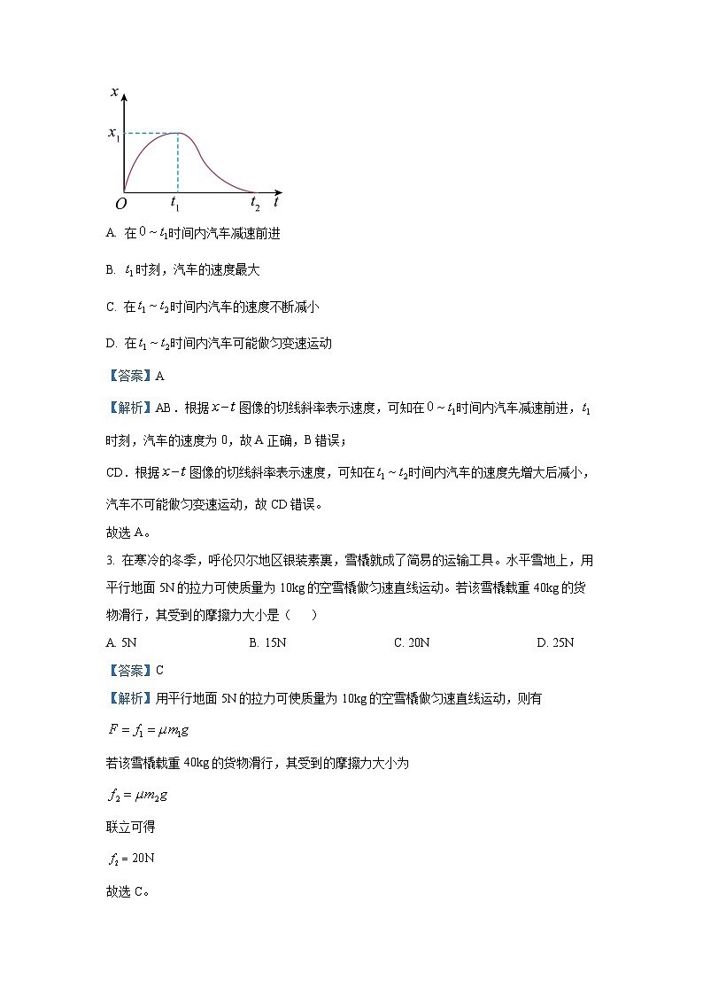 内蒙古呼伦贝尔市2024-2025学年高一(上)期末考试物理试卷（解析版）第2页