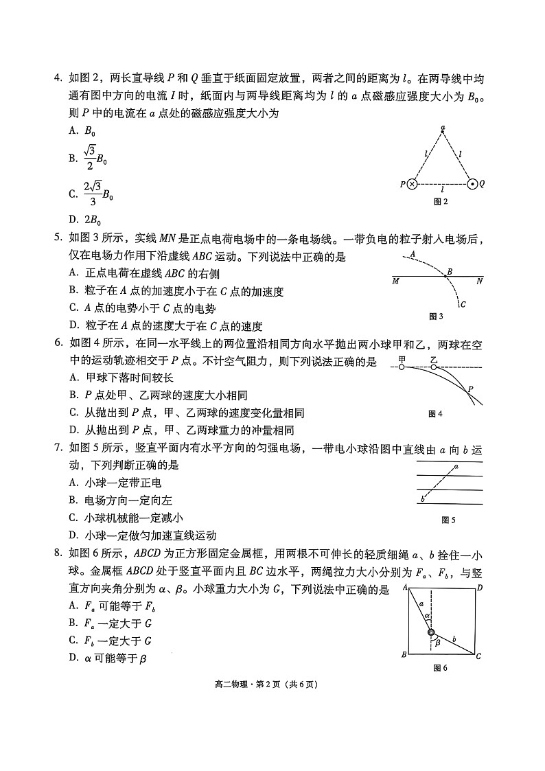 云南省大理白族自治州大理市2024-2025学年高二(上)1月期末（图片版）物理试卷第2页