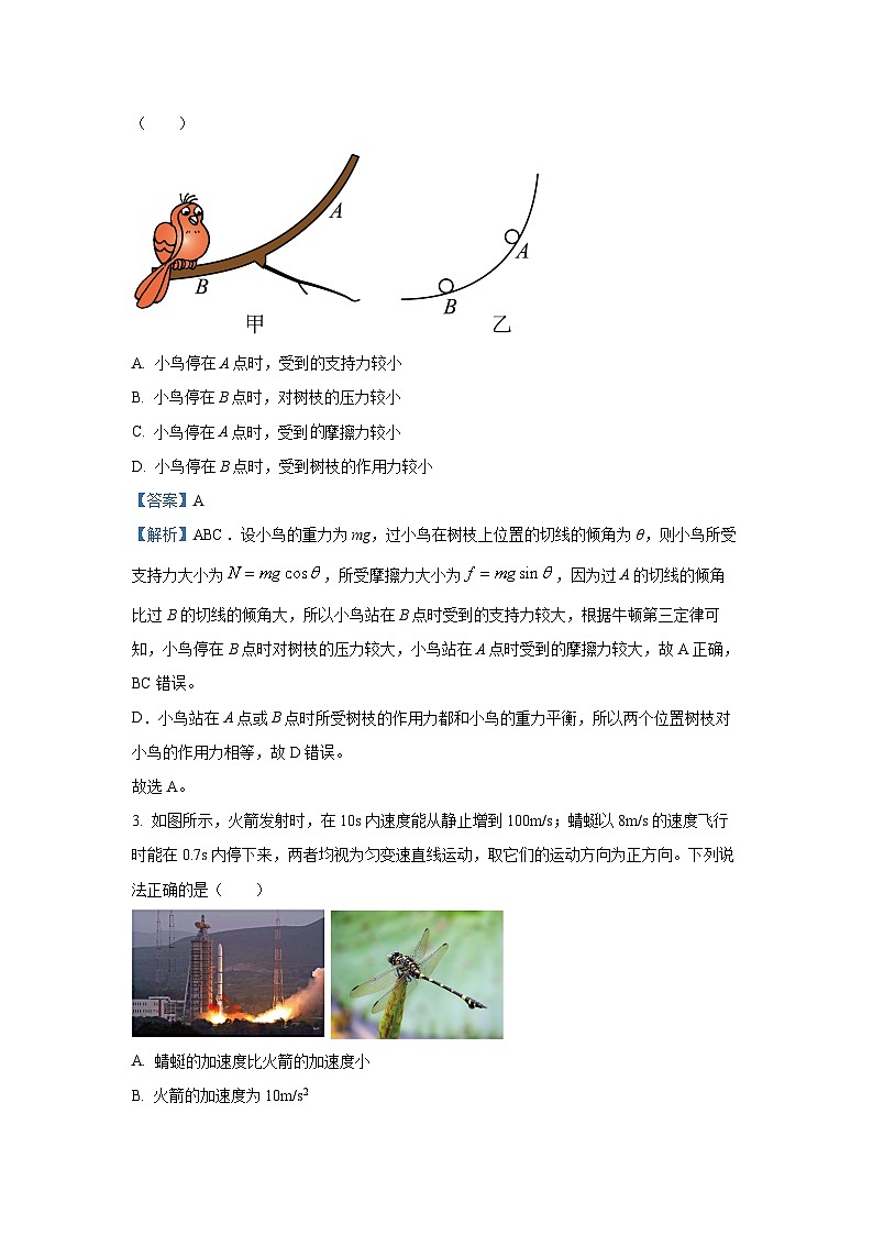 四川省内江市2024-2025学年高一(上)期末检测物理试卷（解析版）第2页
