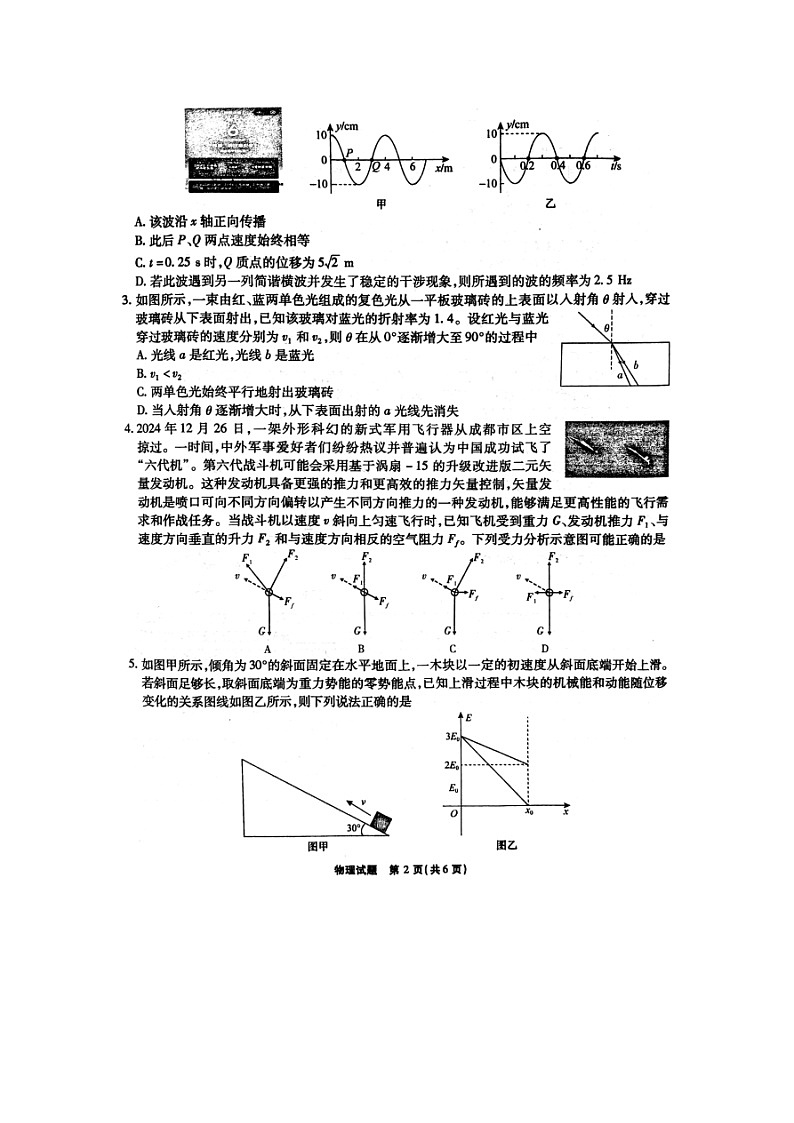 安徽省六校教育研究会2024-2025学年高三(下)2月素质检测考试（图片版）物理试卷第2页