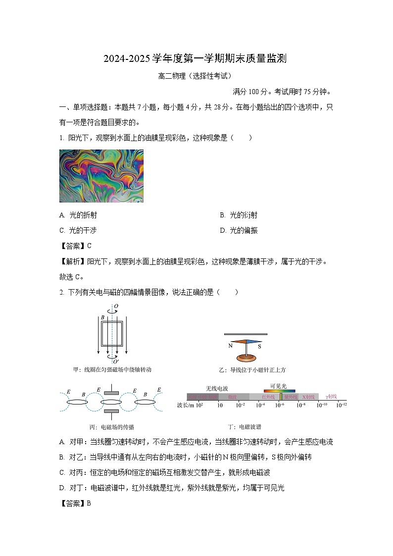 广东省茂名市电白区2024-2025学年高二上学期期末考试物理试卷（解析版）第1页