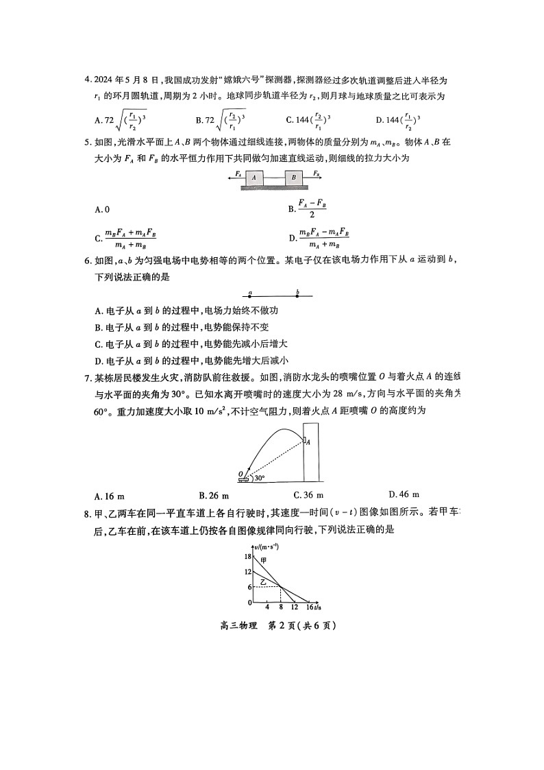 江西省上进联考2024-2025学年高三(下)2月统一调研测试（图片版）物理试卷第2页