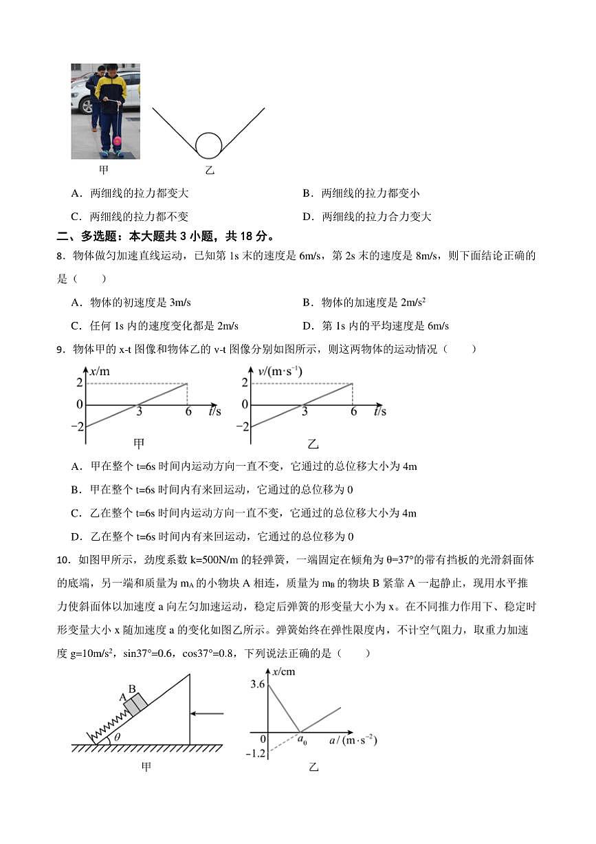 2024～2025学年广东省湛江市雷州市第二中学高一下开学考试物理试卷(含解析)第3页
