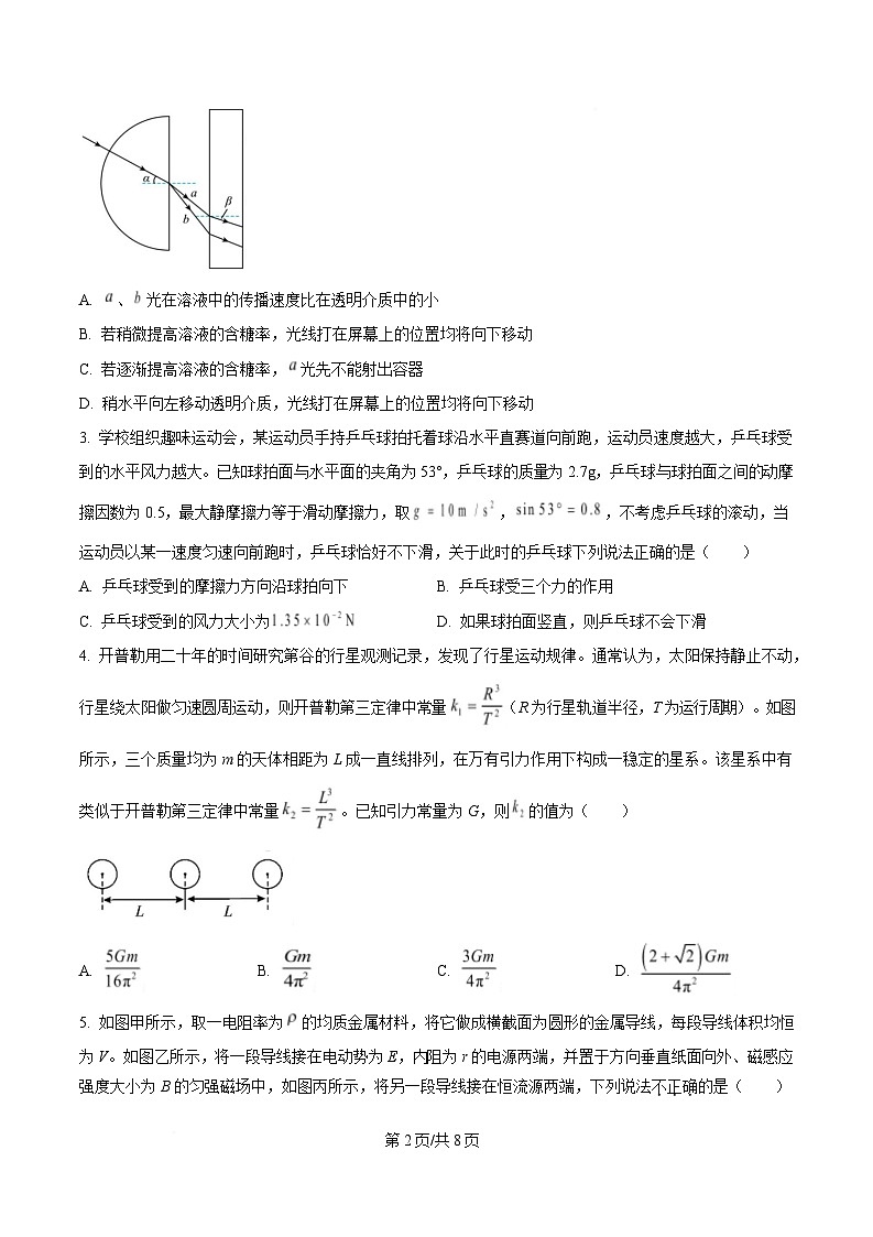湖南省邵阳市2025届高三上学期第一次联考（一模）物理试题（原卷版）第2页