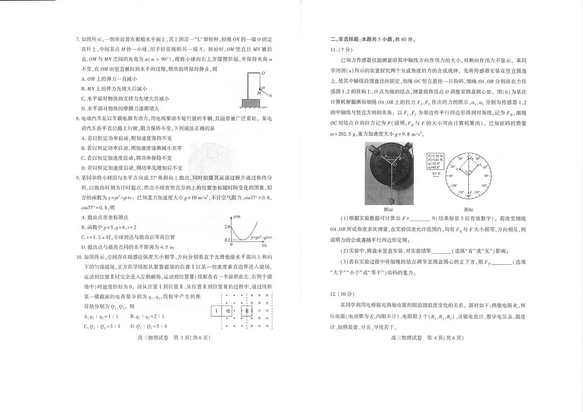 物理丨湖北省武汉市2025届高三下学期二月调研考试（武汉二调）物理试卷及答案第2页