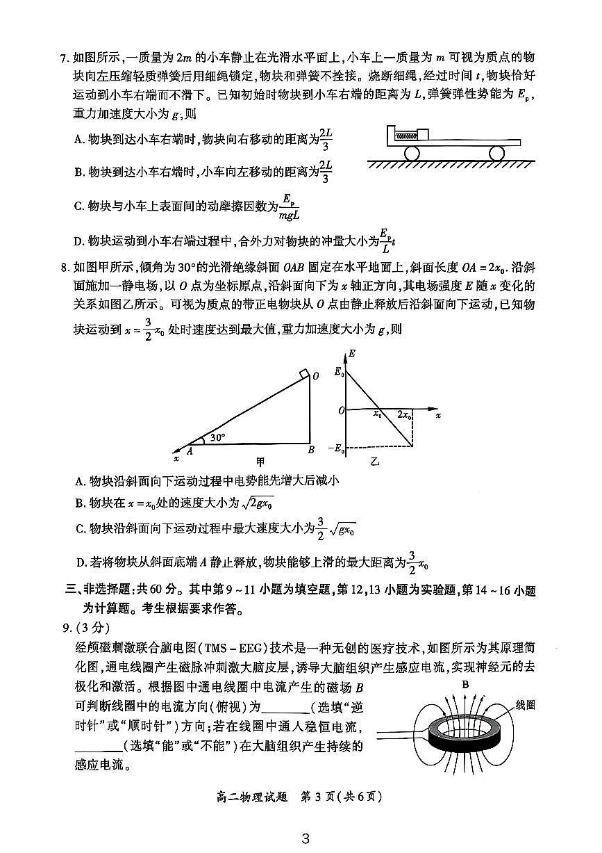 福建省厦门市2024-2025学年高二上学期期末质量检测物理试题第3页