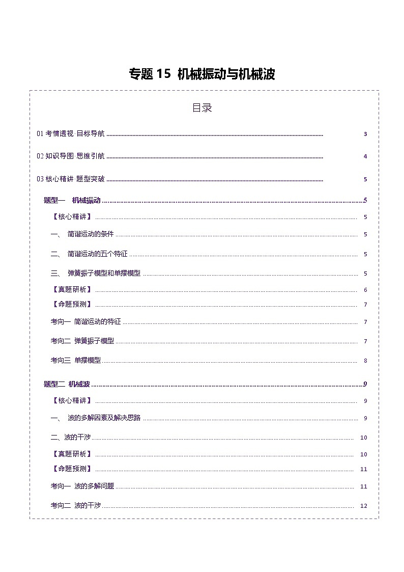 专题15 机械振动与机械波（讲义）（原卷版）第1页