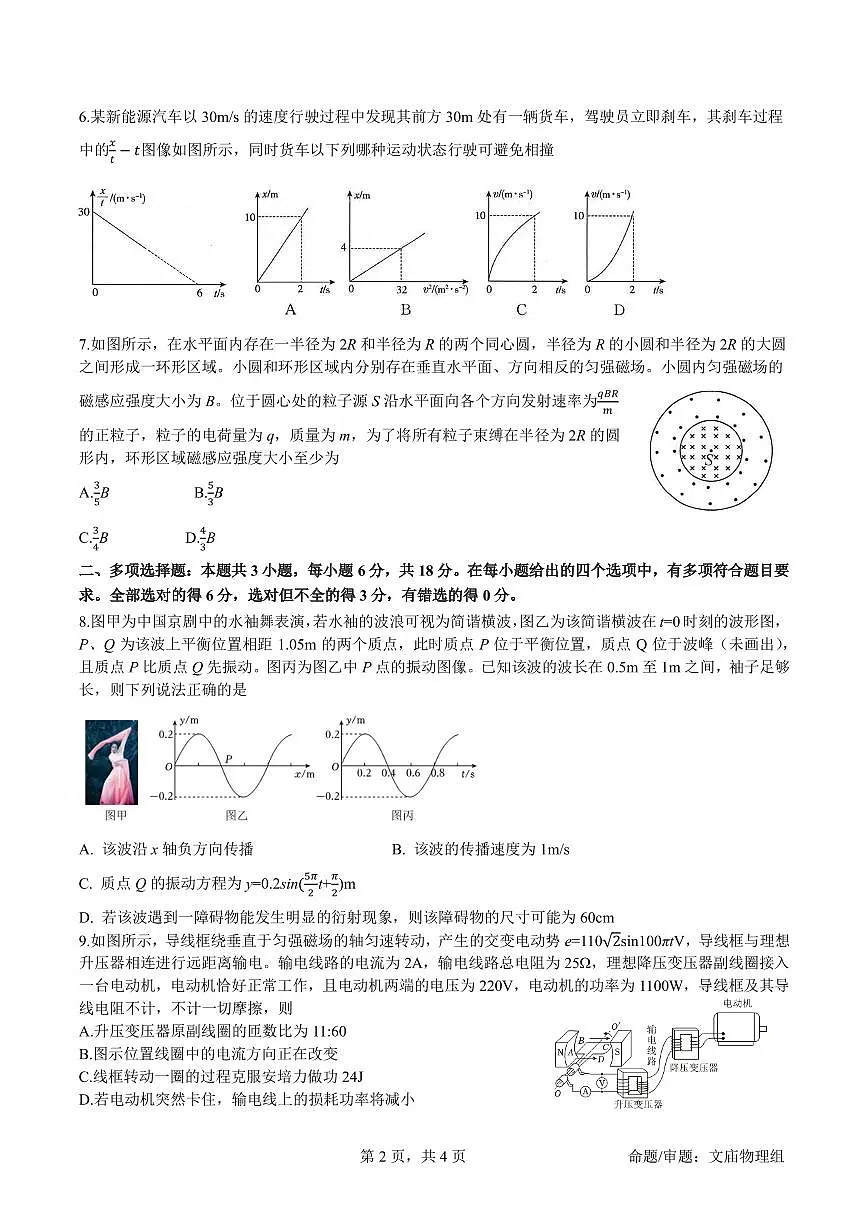 成都石室中学2024-2025学年度下期高2025届二诊模拟考试 物理第2页