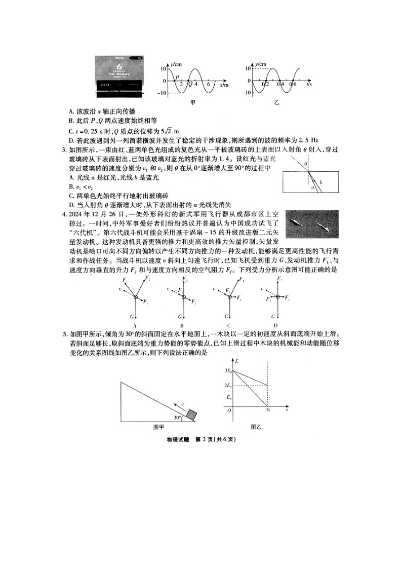 2024-2025学年安徽省六校高三下学期入学联考（图片版）物理试卷第2页
