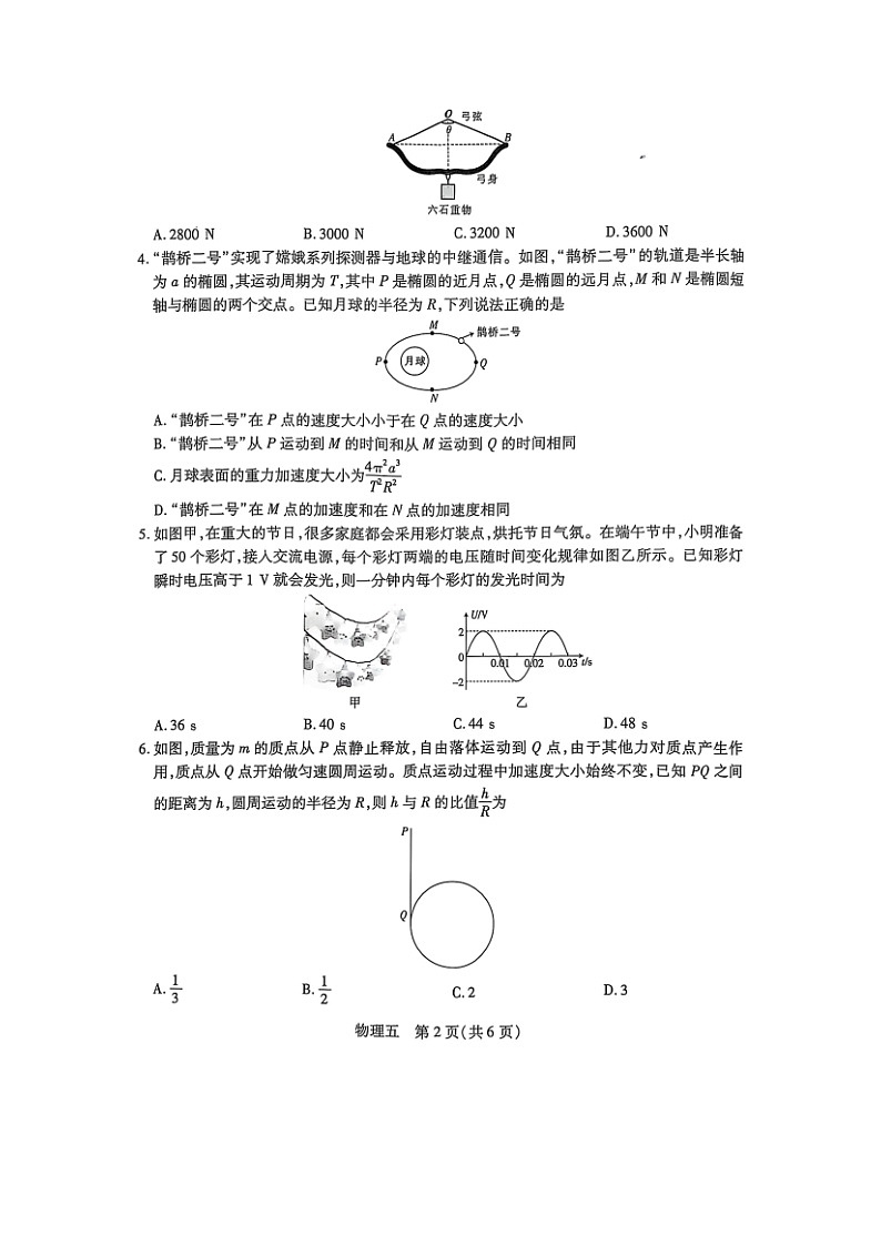2025届河南省名校学术联盟高三下学期模拟冲刺（五）（图片版）物理试卷第2页