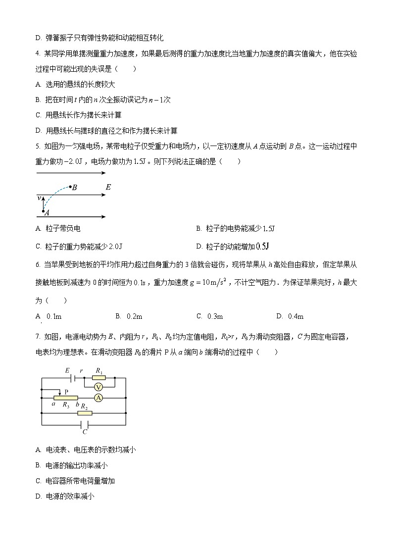 四川省南充市2024-2025学年高二上学期1月期末物理试题  Word版无答案第2页