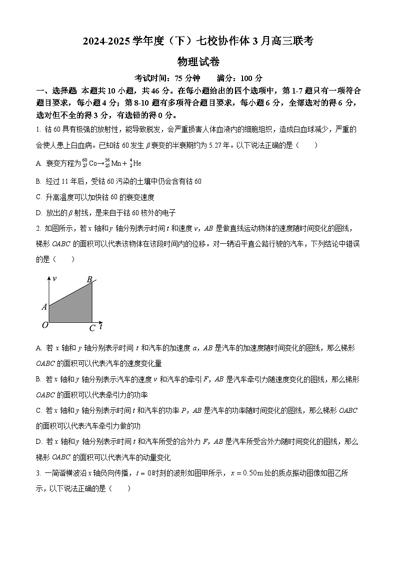 辽宁省七校协作体2024-2025学年度（下）高三下学期高考联考物理试题（含答案）第1页