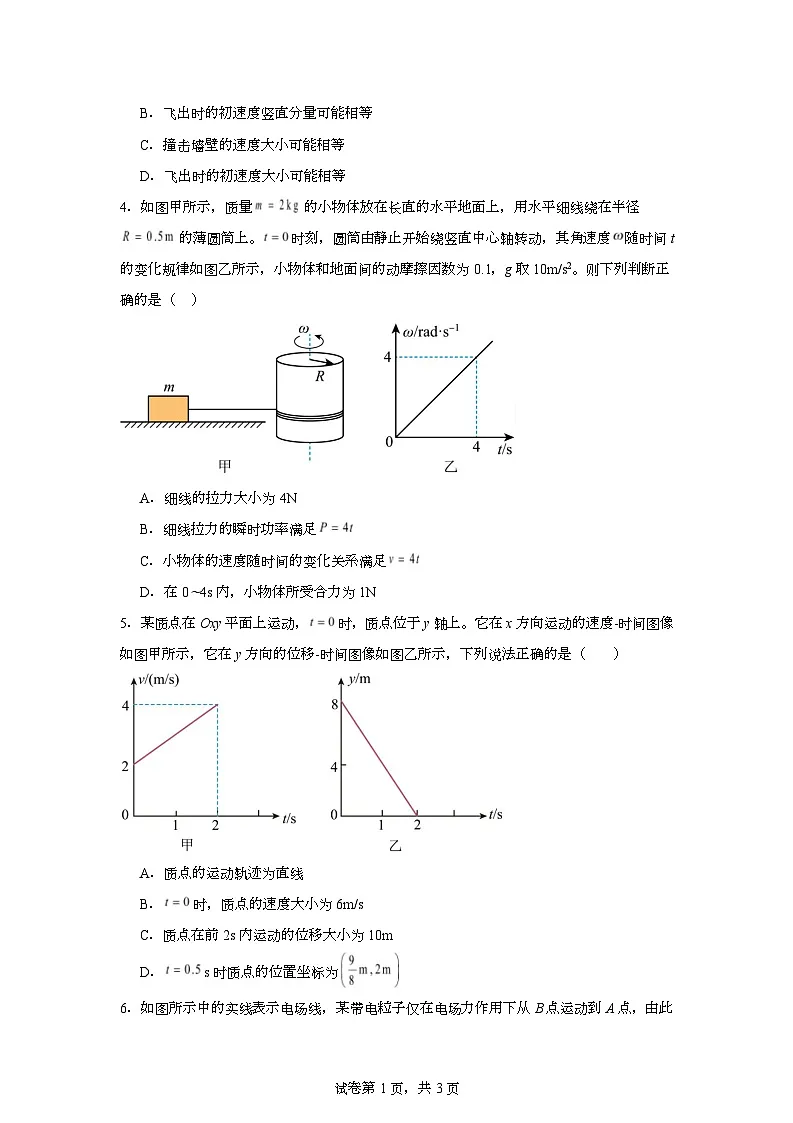 湖南省岳阳市临湘市2024-2025学年高一下学期开学考试物理试题（Word版附答案）第2页
