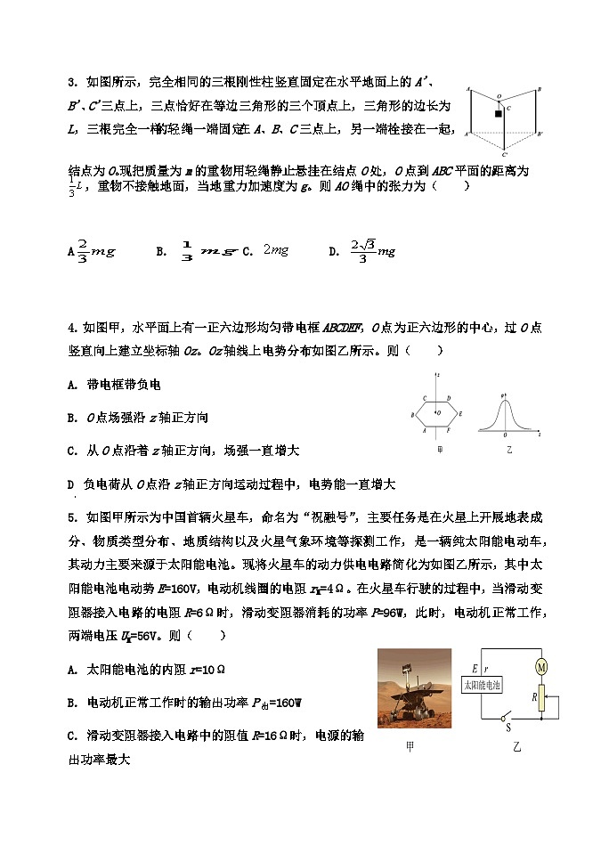 山东省泰安市英雄山中学2024-2025学年高三下学期第一次调研测试物理试题第2页