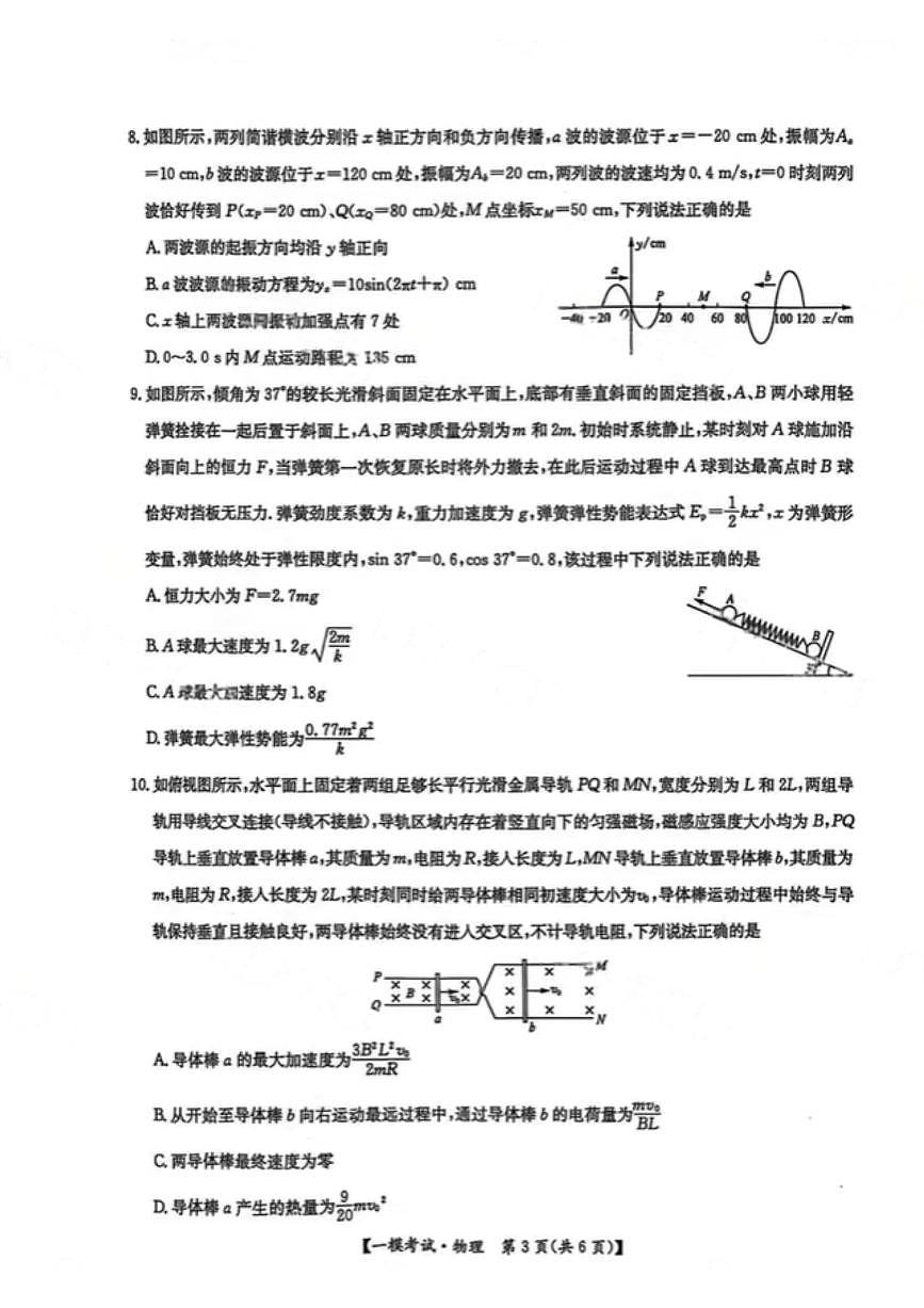 江西省萍乡市2024~2025学年度高三一模考试试卷物理+答案第3页