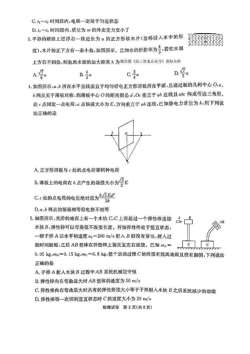 2025湖南新高考教学教研联盟高三第一次月考试卷 物理（含答案)第2页