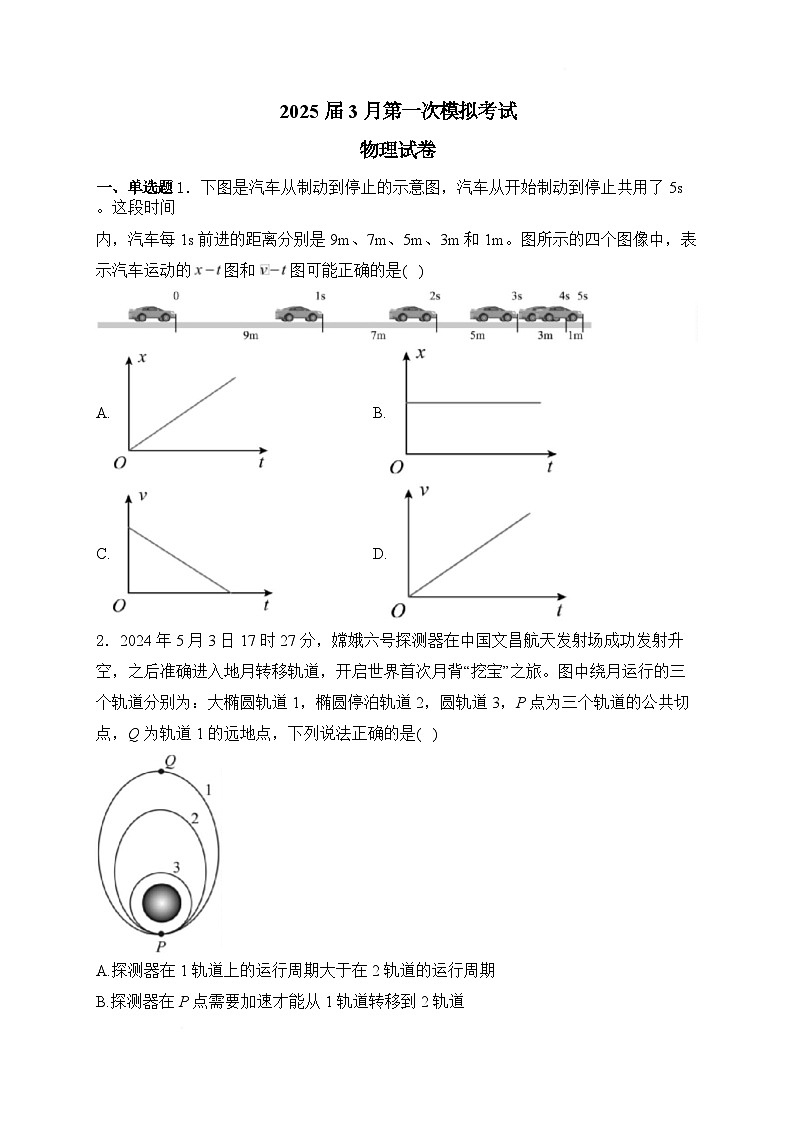 河北省沧州市五县2025届高三下学期3月第一次模拟联考试题 物理 含解析第1页