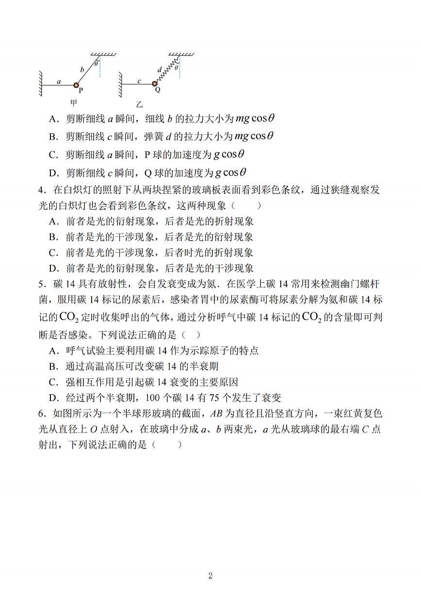 2025江苏省苏锡常镇四市高三下学期3月第一次模拟考试物理PDF版含解析第2页
