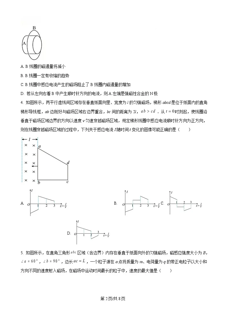 湖北省汉阳一中、江夏一中、洪山高中2024-2025学年高二下学期2月联考物理试卷（原卷版）第2页