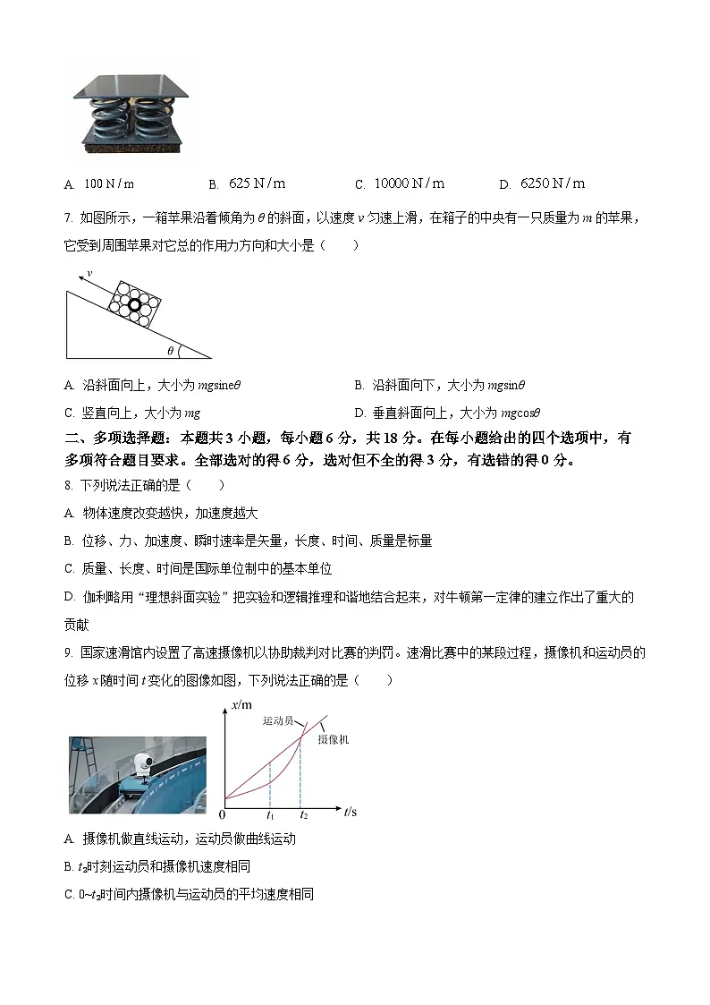 广东省梅州市2024-2025学年高一上学期1月期末物理试卷 Word版无答案第3页