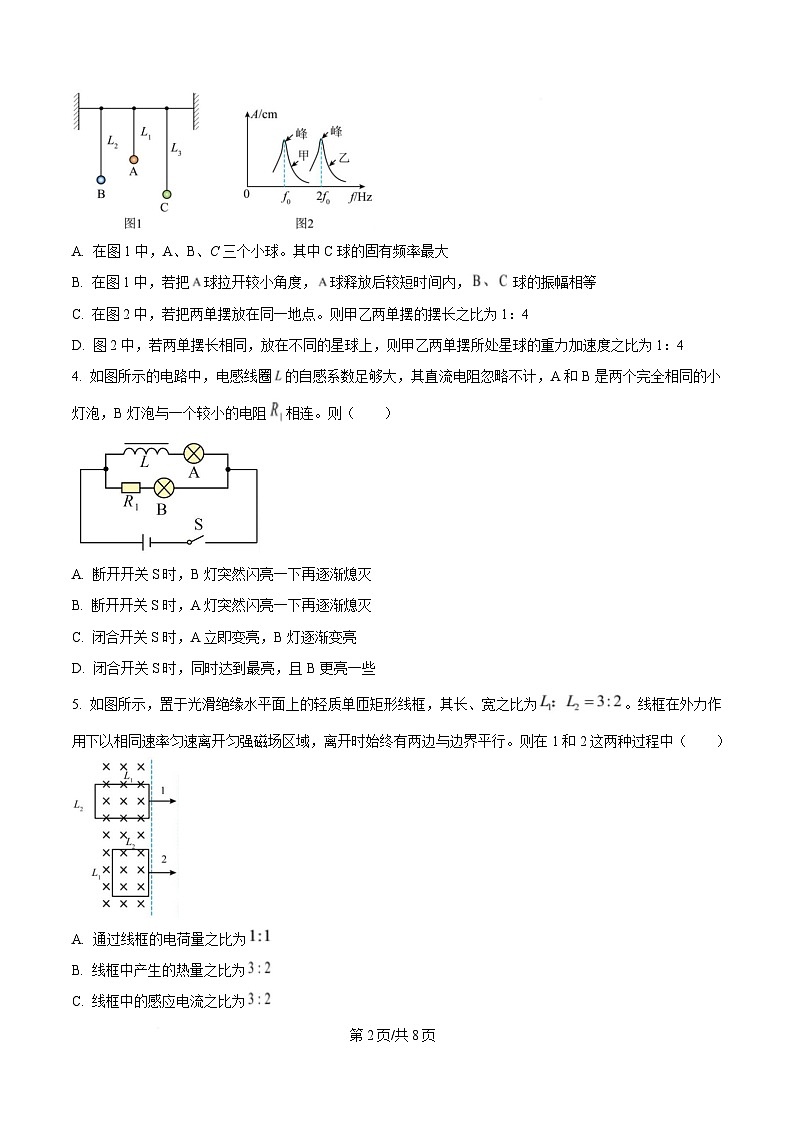 湖北省部分名校2024-2025学年高二下学期3月联考物理试卷（B卷）（原卷版）第2页