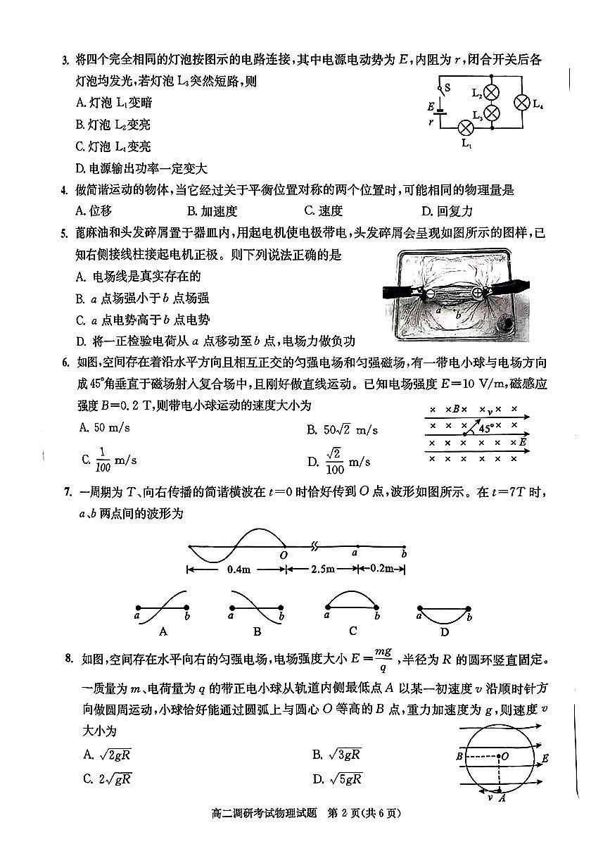 2024成都高二上学期期末考试物理PDF版含答案第2页