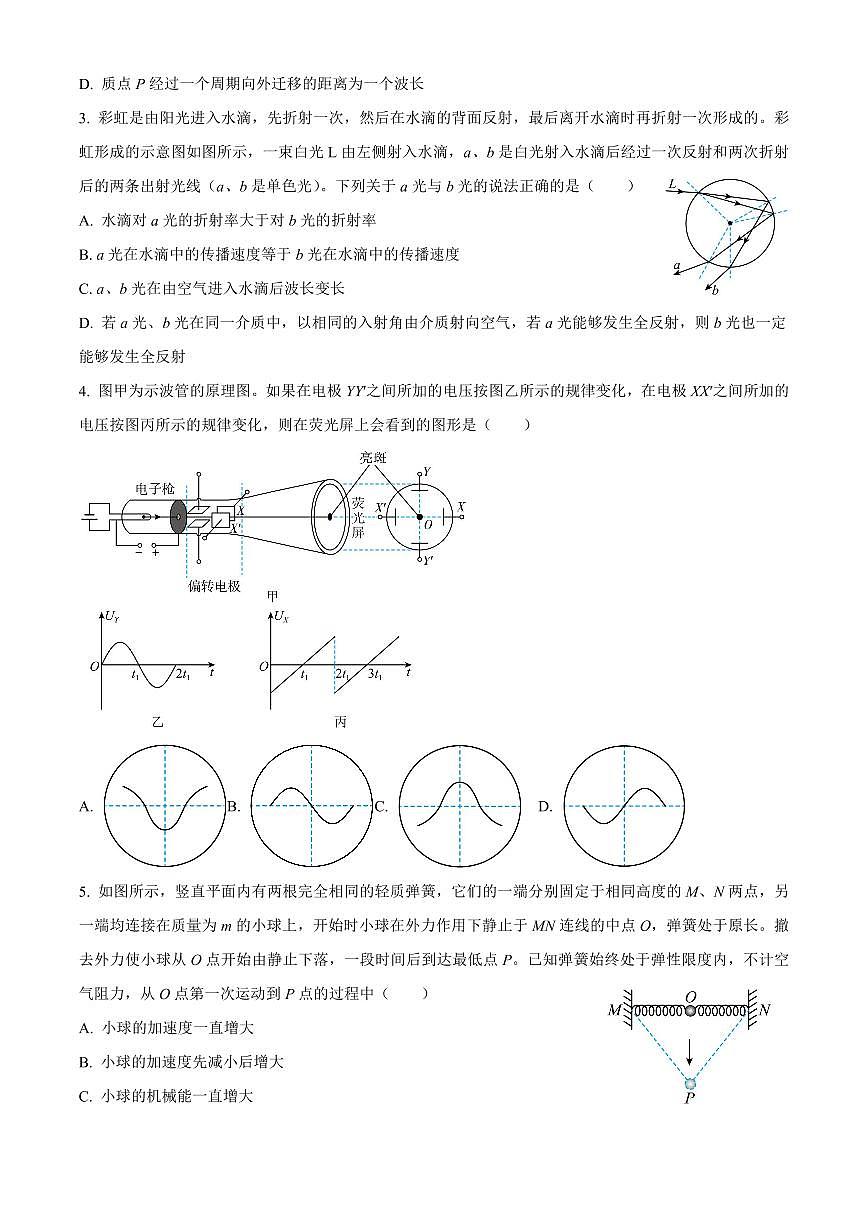 2024年云南昆明第一中学高三第四次联考 物理试题（含答案）第2页