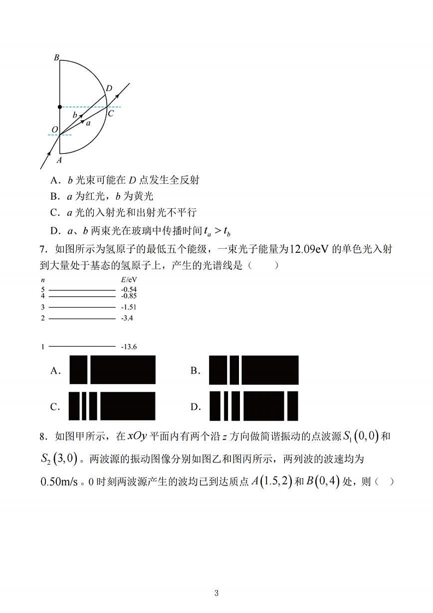 江苏省苏锡常镇四市2025届高三下学期3月第一次模拟考试 物理 PDF版含解析第3页