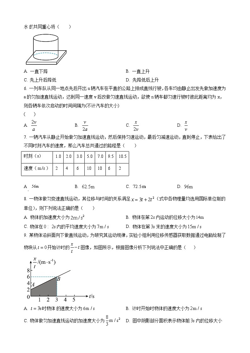 湖北省武汉市2022-2023学年高一上学期10月月考物理试题（原卷版）第2页