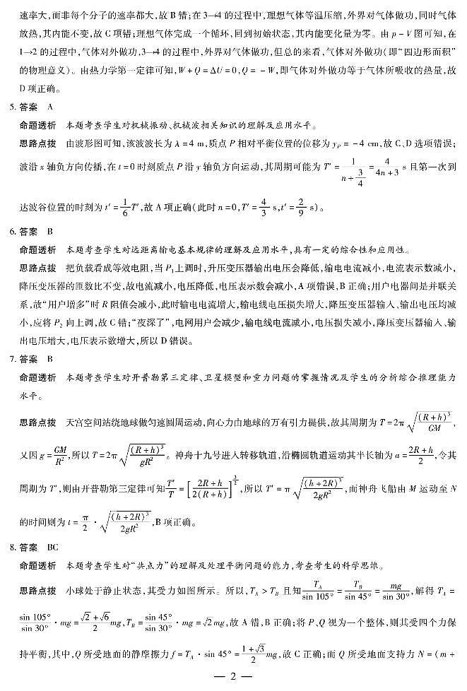 河南省部分学校2024-2025学年高中毕业班阶段性测试（六）物理答案第2页