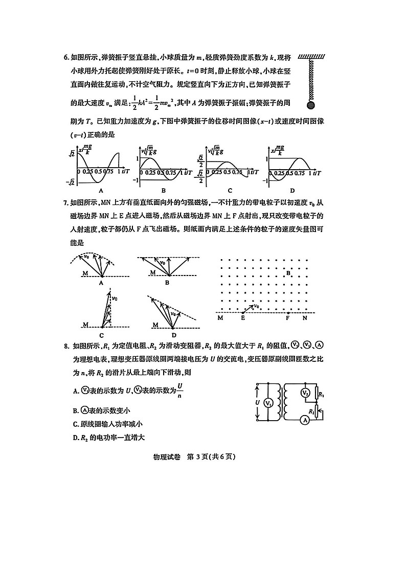 2025届湖北省八市高三下学期3月联考（二模）物理试题第3页