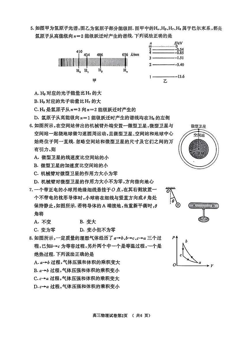 2025届江苏省南京市一模、盐城市二模 高三物理试题及答案第2页